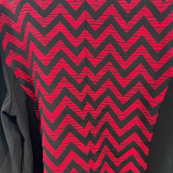 Chico’s chevron mixed print jacket top zip front red black business casual XL 16 - Picture 3 of 8
